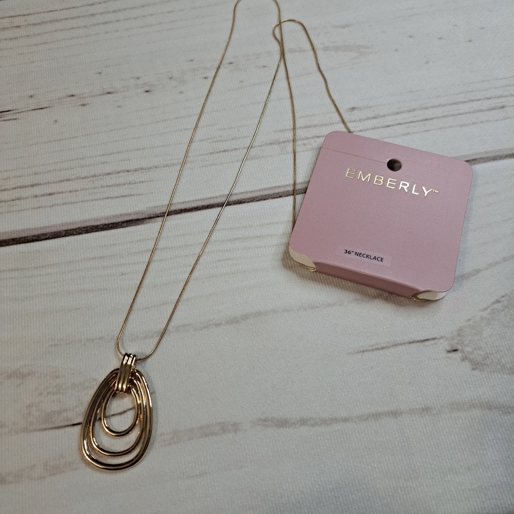 Emberly Gold Tone Layered Pendant Necklace 36"